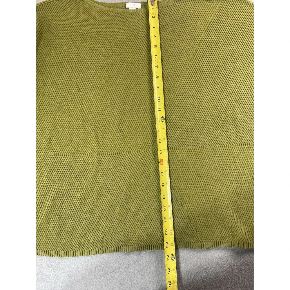 J Jill XL Green Textured Knit Sweater Long Sleeve Cotton Blend Top Drop Shoulder